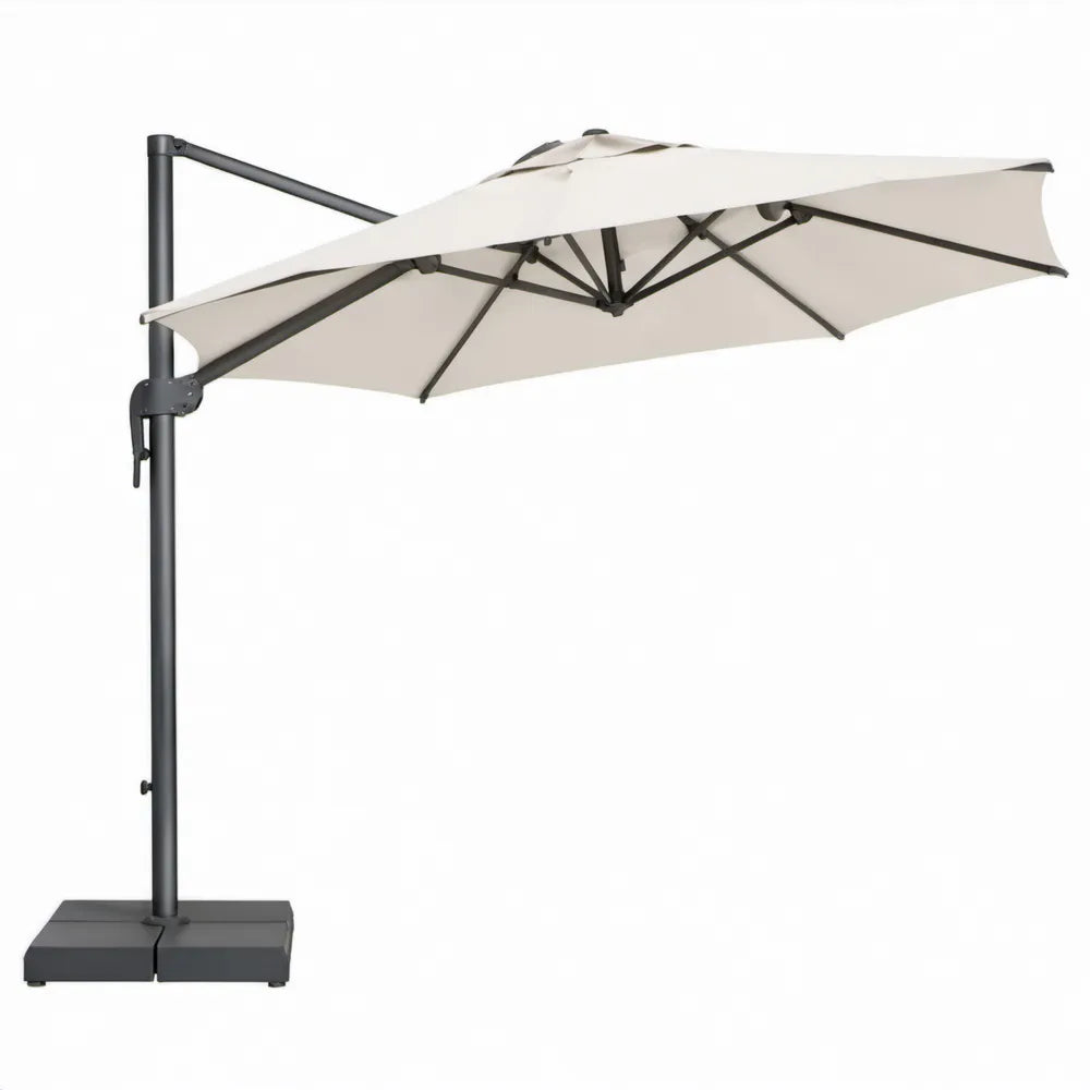 Rechthoekige zweefparasol 400 x 300 cm crème met zwart stalen frame