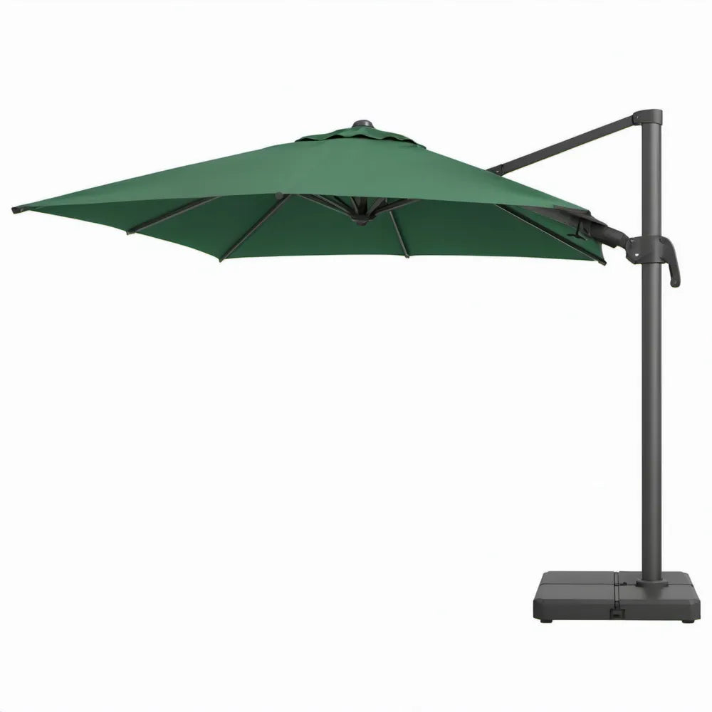 Zweefparasol met standaard 300 x 300 x 250 cm Groen Donkergrijs Zwart Aluminium Polyester