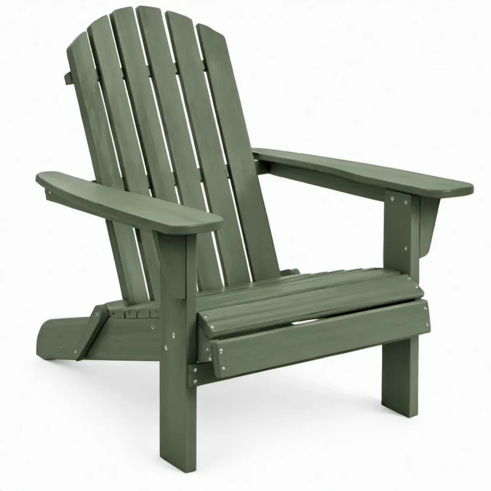 Groene Adirondackstoel van massief grenenhout met gebogen rugleuning, 79 x 83 x 95 cm
