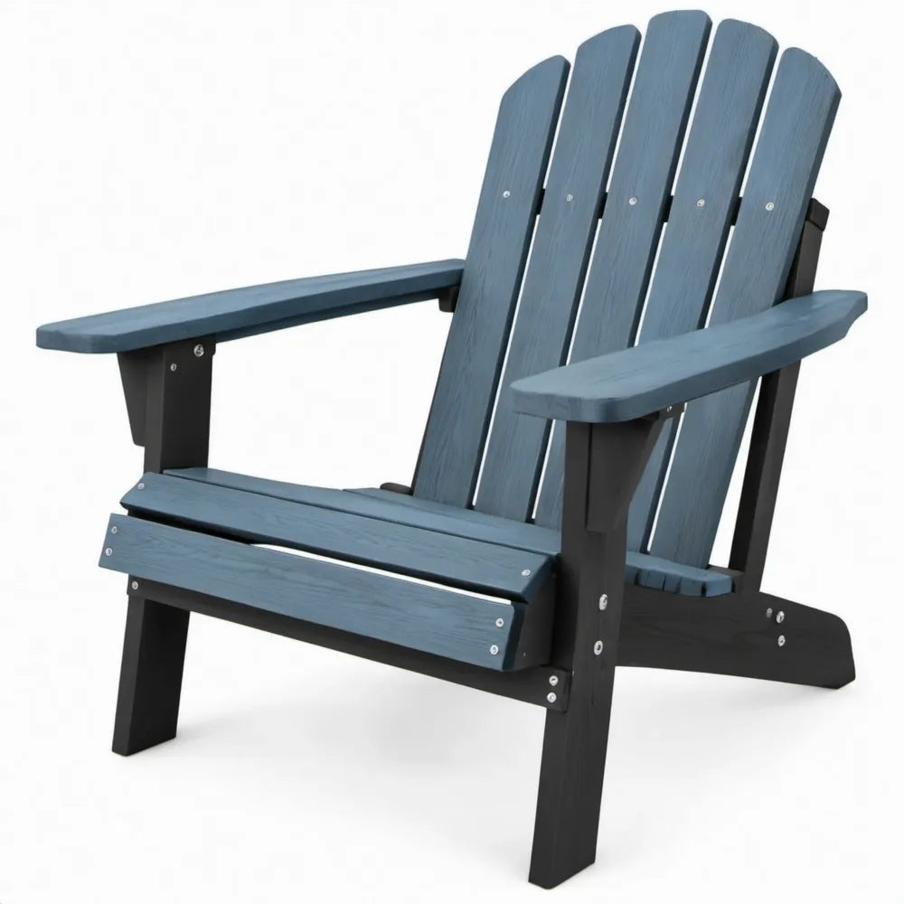 Adirondackstoel van HDPE 75 x 83 x 92 cm Blauw/Zwart