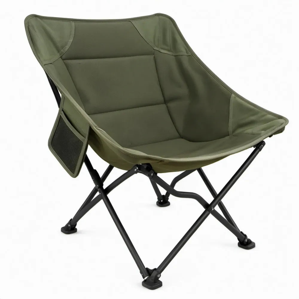 Opvouwbare stoel 80 x 70 x 90 cm olijfgroen met zwart stalen frame