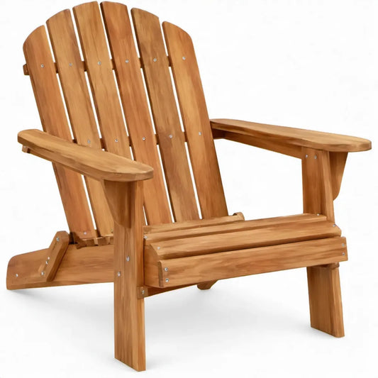 Adirondackstoel met armleuningen van massief acaciahout, naturel bruin, 83 x 69 x 95 cm