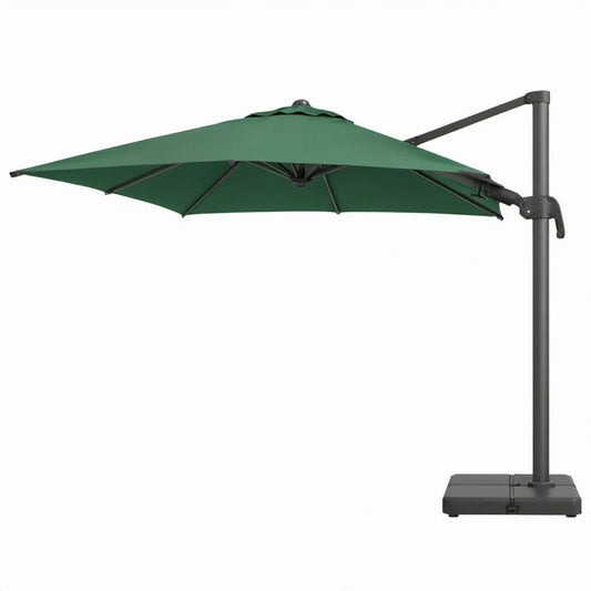 Zweefparasol met standaard 300 x 300 x 250 cm Groen Donkergrijs Zwart Aluminium Polyester