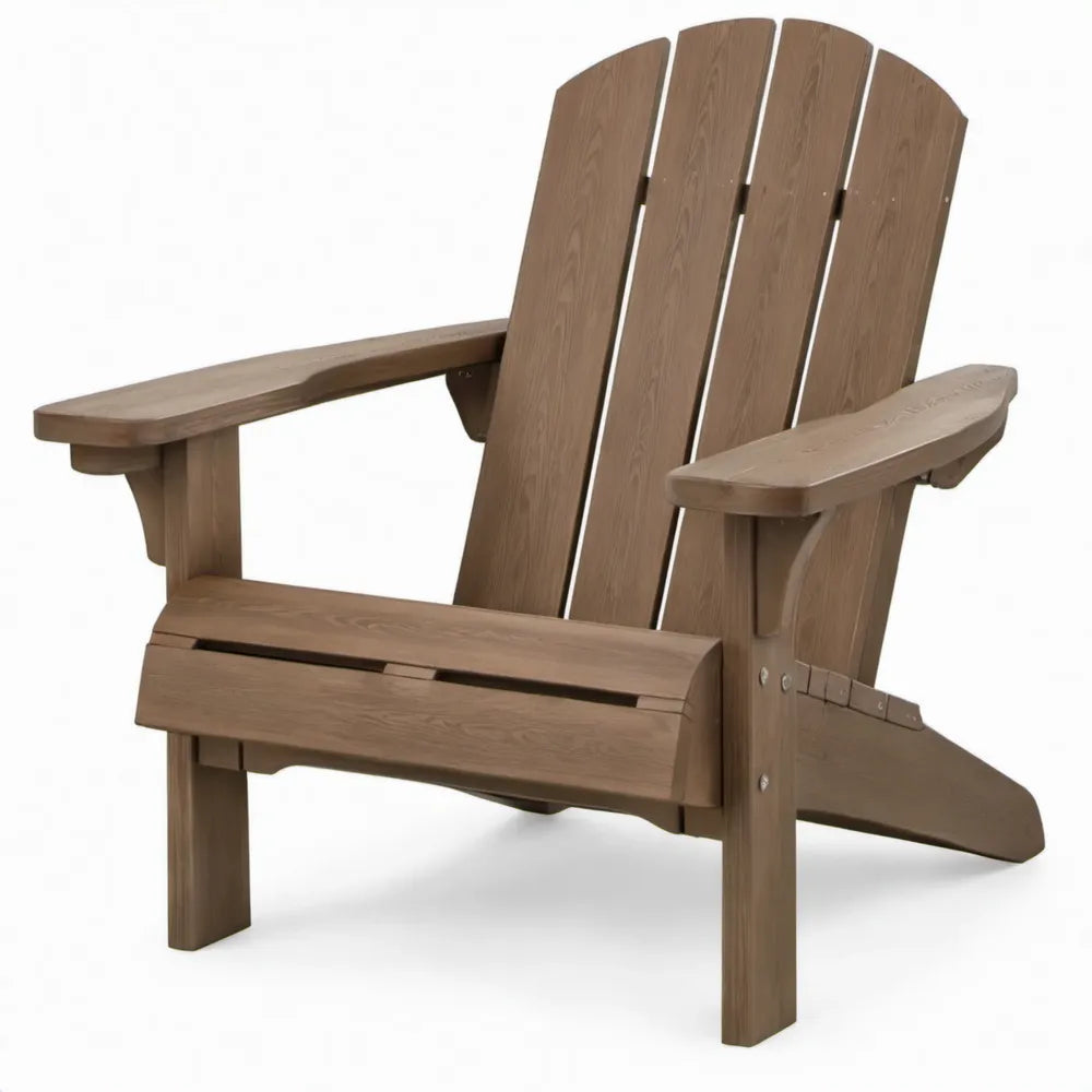 Bruine Adirondackstoel van HDPE met houtnerf, 83 x 79 x 95 cm