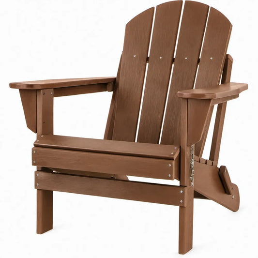 Inklapbare Adirondack-tuinstoel van bruin HDPE, 79 x 87 x 94 cm