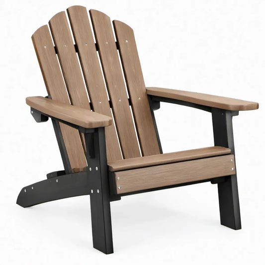 Adirondackstoel met armleuningen 83 x 79 x 97 cm bruin/zwart van HDPE en gepoedercoat staal