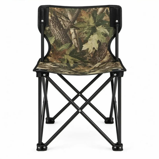 Opvouwbare campingstoel met rugleuning, 58 x 45 x 80 cm, camouflagegroen/bruin/zwart, stalen frame en 600D polyester